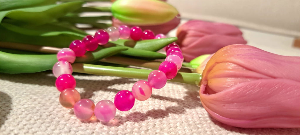 Bracciale Elastico in Agata Fucsia
