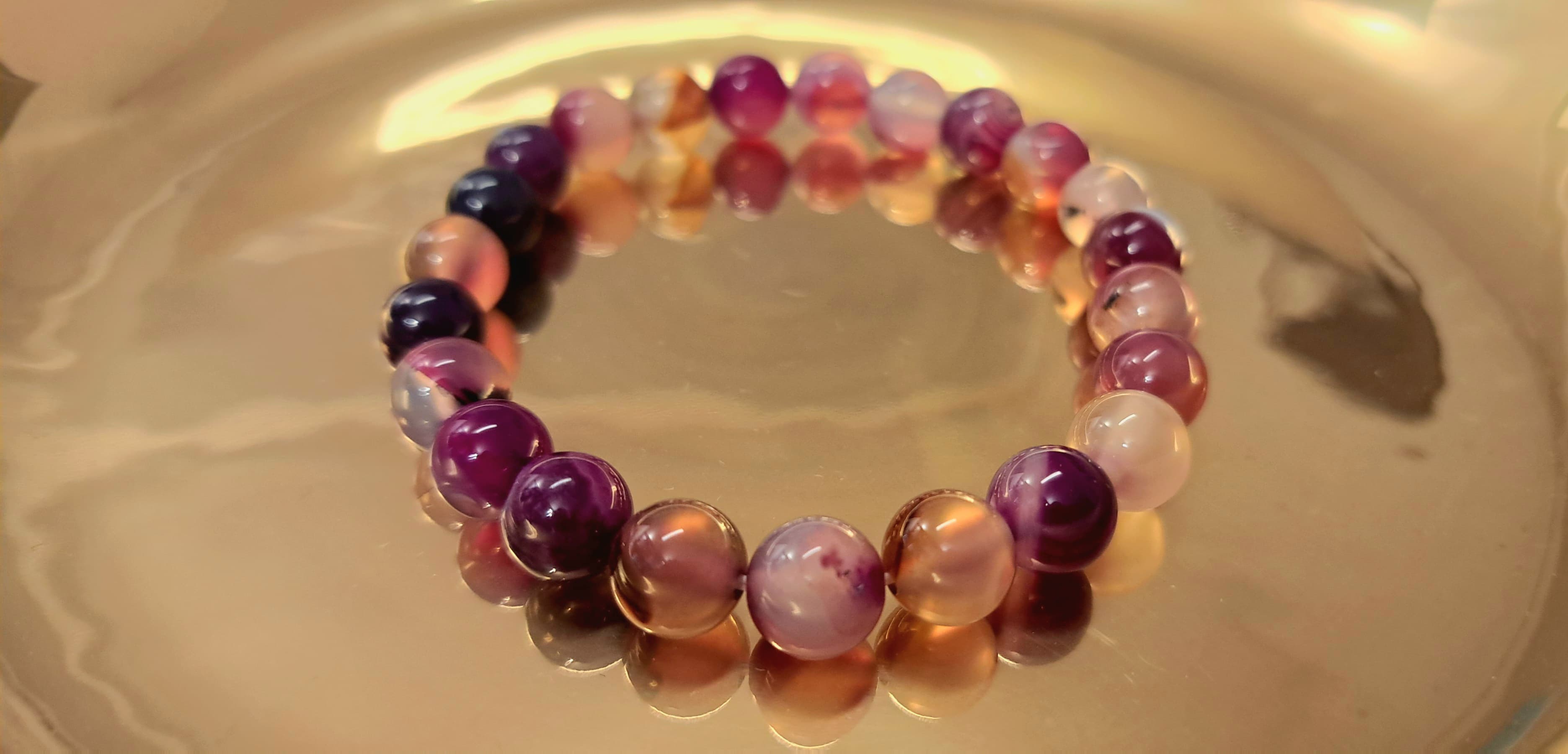 Bracciale Elastico in Agata Viola