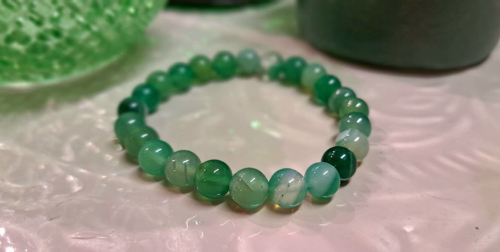Bracciale Elastico in Agata Verde