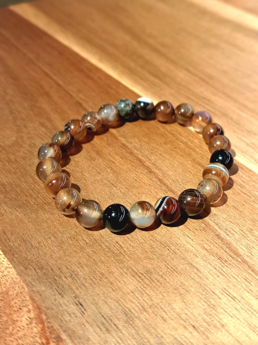 Bracciale Elastico in Agata Marrone