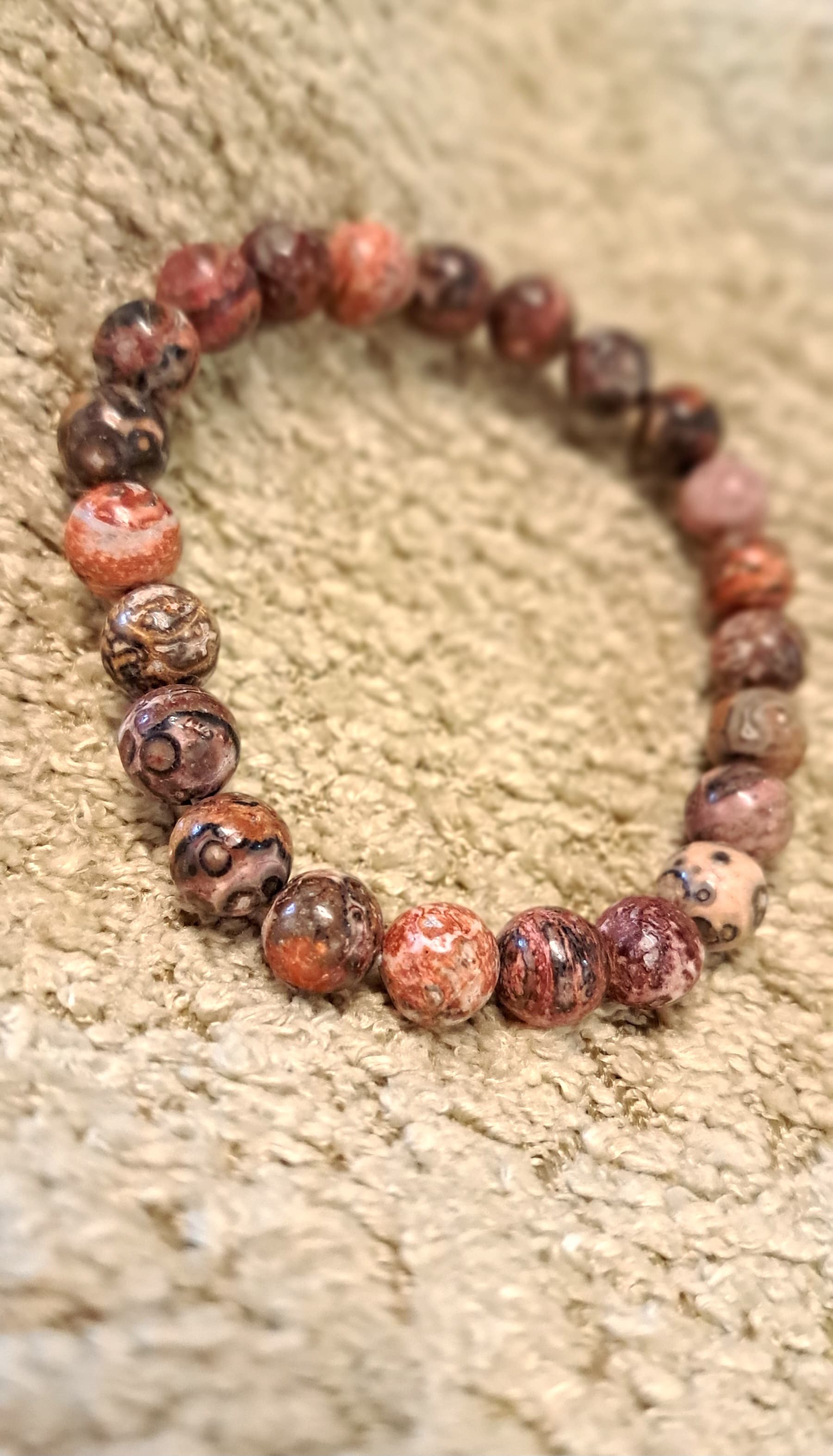 Bracciale Elastico in Diaspro Pelle di Leopardo