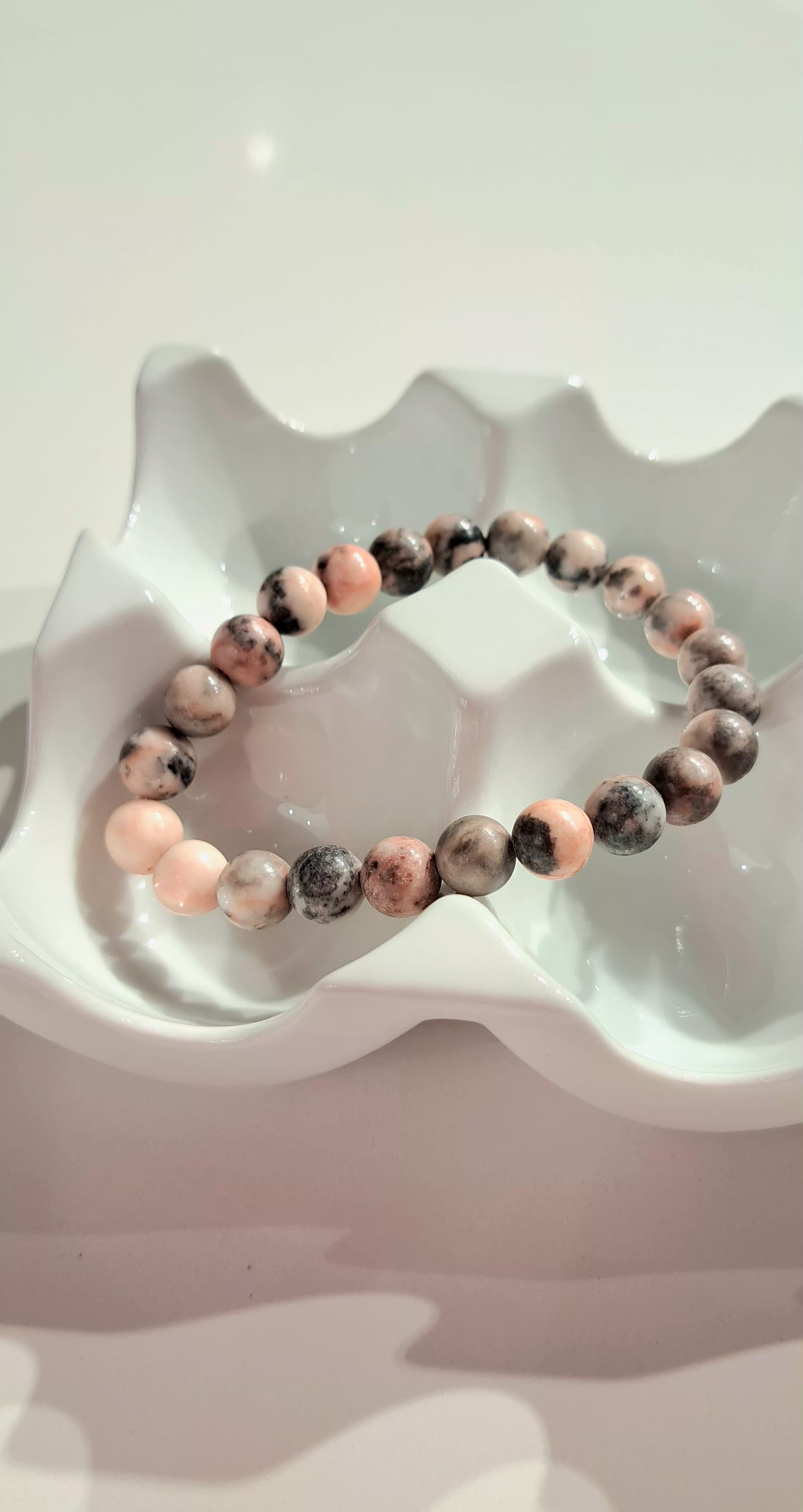 Bracciale Elastico in Diaspro Rosa Zebrato