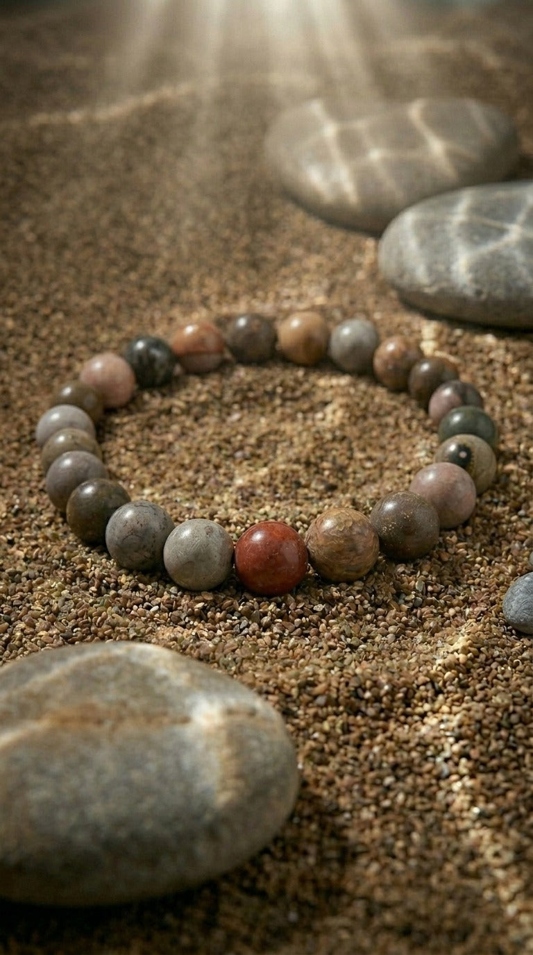 Bracciale Elastico in Diaspro Oceanico