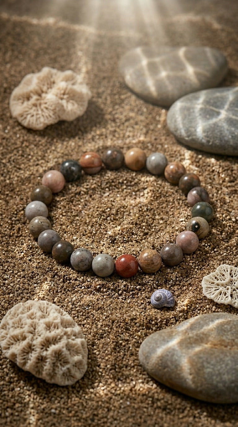 Bracciale Elastico in Diaspro Oceanico