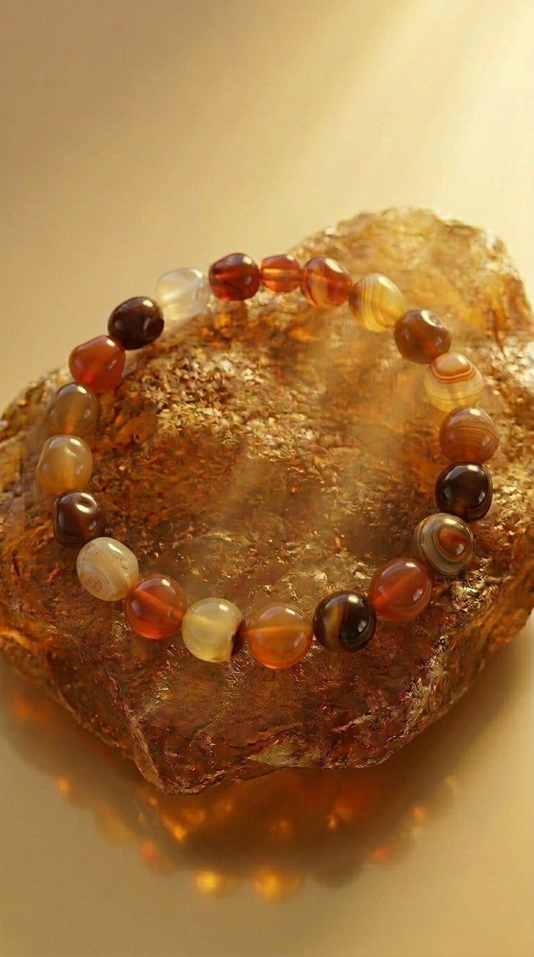 Bracciale Elastico in Agata Ambra